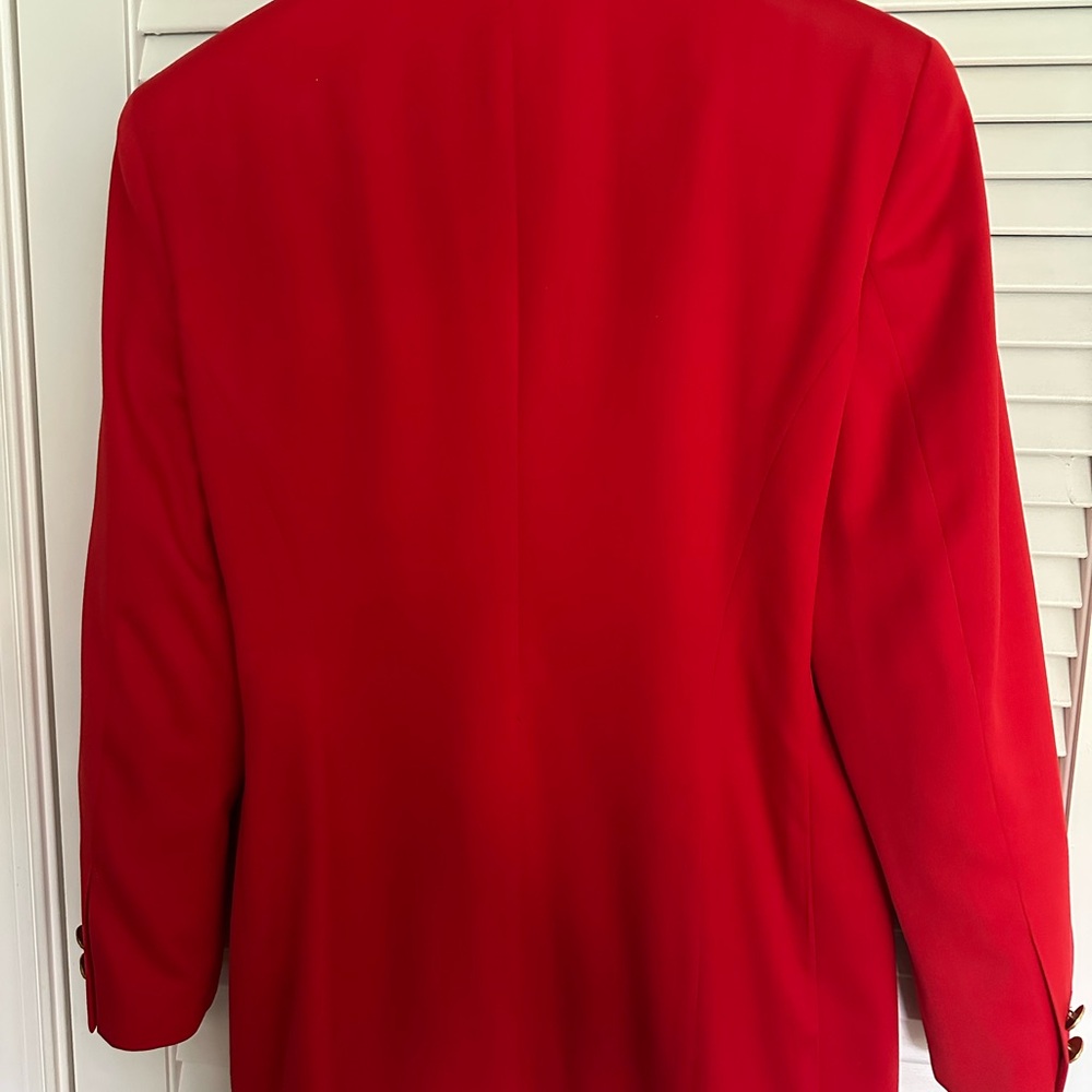 Authentic Vintage Escada by Margaretha Ley Bold Red Wool Blazer/Gold Buttons - Picture 7 of 11